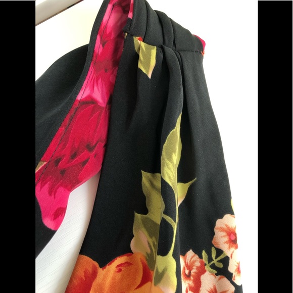 VTG 90's/50's Black bright lg. floral halter dress & Peplum apron size 4 petite - Picture 17 of 17